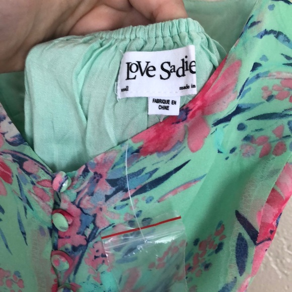 NWOT [love sadie] seafoam/pink floral maxi dress - Picture 6 of 8